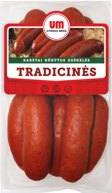 Karštai rūkytos dešrelės TRADICINĖS, II rūšis, 800 g