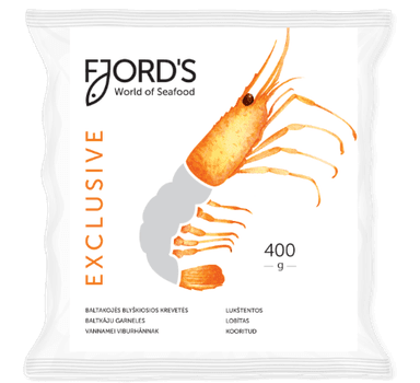 Frozen white leg shrimps FJORD'S, peeled, deveined, raw, 16/20, 400g