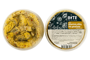 Kepti Atlantinių silkių filė gabaliukai drebučiuose, 220g