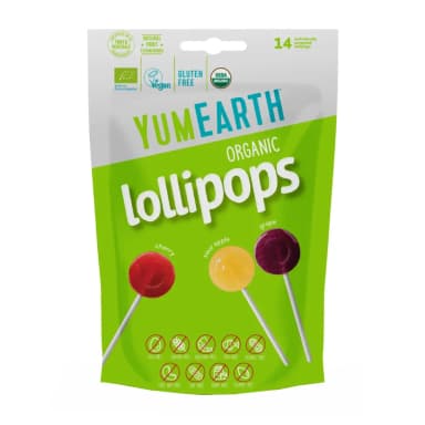 Sour lollipops on a stick, 3 flavors, organic