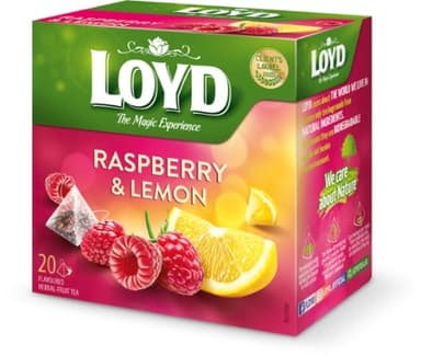Fruit tea drink LOYD, raspberry and lemon flavor, 20 x 2g