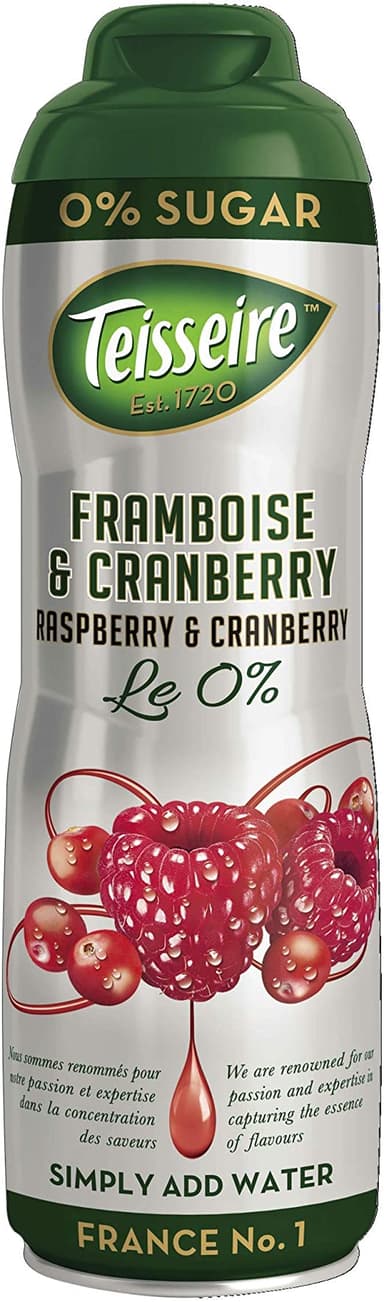 Sirupas TEISSEIRE, aviečių ir spanguolių skonio, be cukraus, 0,6l