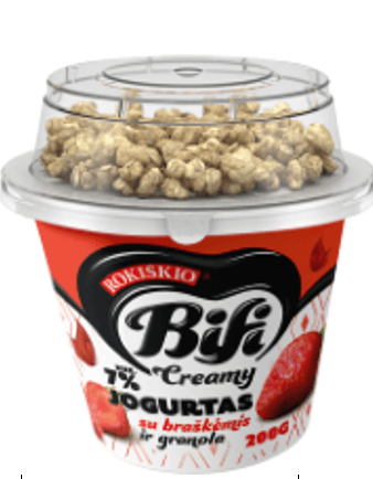 Yoghurt BIF ICreamy, with strawberries and granola, 7% ,200 gr