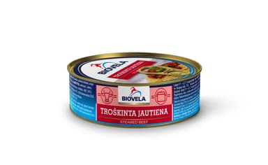 Troškinta konservuota jautiena BIOVELA, 240 g