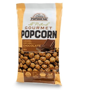 POPHOUSE popcorn, with caramel and chocolate, 180 g