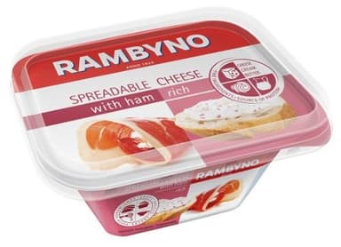 Processed cheese cheese RAMBYNO, with ham, 50%, 175 g