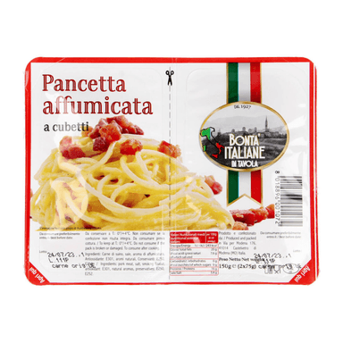 Rūkyti kiaulienos kumpio kubeliai PANCETTA AFFUMICATA