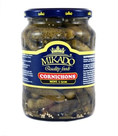 Pickled cornichons MIKADO, 1-3cm, 680 g /  360g  / 720 ml