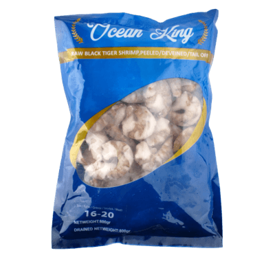 Black tiger shrimps, peeled, deveined, raw,  16/20, 20%, 1kg