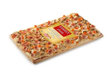 Frozen pizza FAMILY, with pork ham and mushrooms, 1kg