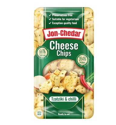 Chunks of cheddar cheese JON-CHEDAR TZATZIKI & CHILLI 50% fat, 80g