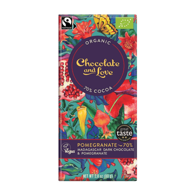 Dark chocolate with pomegranates POMEGRANATE 70%, organic
