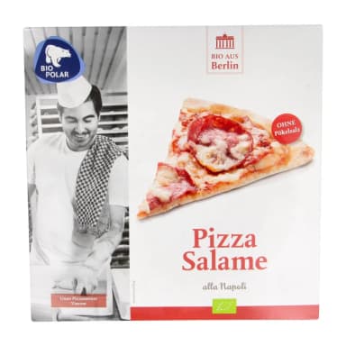 Frozen organic salami pizza