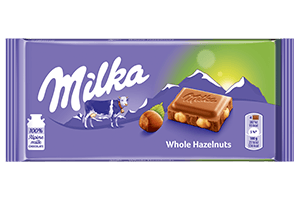MILKA WHOLE HAZELNUT milk chocolate with whole hazelnuts, 100 g