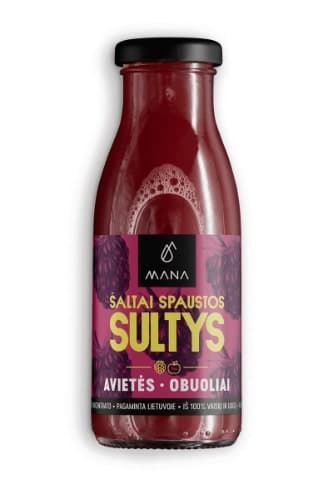 Obuolių ir aviečių sultys MANA šaltai spaustos, 0,25 l