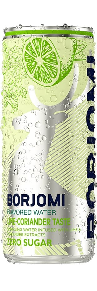 Gazuotas stalo vanduo BORJOMI,  žaliosios citrinos - kalendros skonio, 0,33 l, skardinė