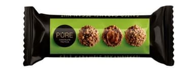 Milk chocolate truffles PURE with salted caramel cream filling and pec