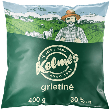 KELMĖS grietinė, 30%, 400 g maišelis, KLP