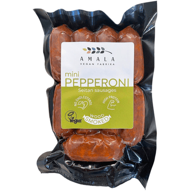 MINI PEPPERONI smoked vegan sausage, 120 g, AMALA