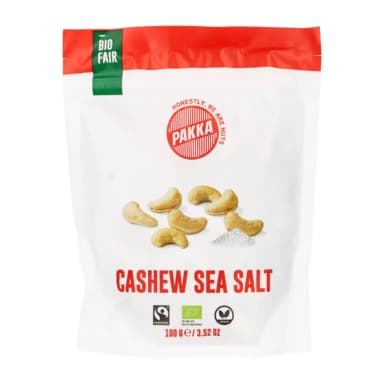 Roasted and lightly salted cashews with sea salt, organic