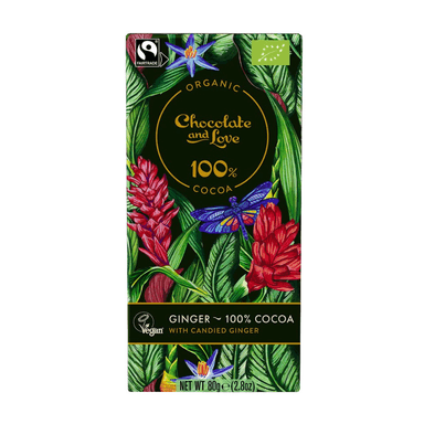 Dark chocolate with ginger GINGER 100% COCOA, organic