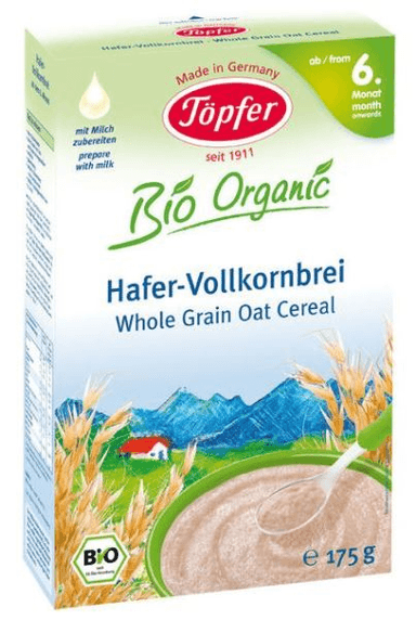 Whole grain oat porridge without milk for babies from 6 months.