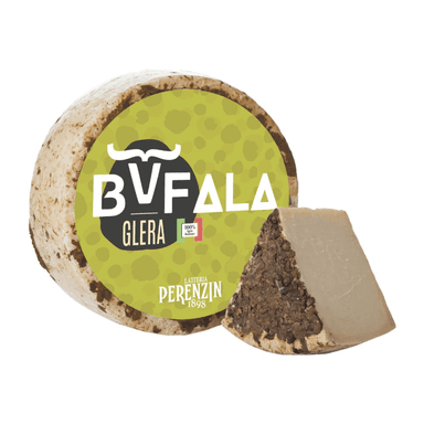 Buffalo milk cheese with wine BUFALA GLERA, aged 12 months.