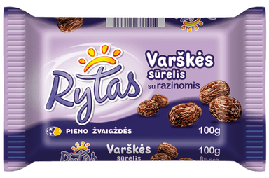 Curd cheese RYTAS, with raisins, 8%, 100 g