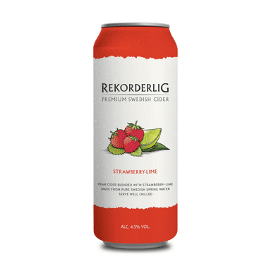 Sidras REKORDERLIG, braškių ir laimo skonio, 4,5% 0,5l