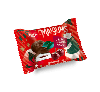 Marshmallows LAIMA Soft, cherry flavor, with chocolate frosting 185 g