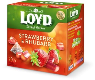 Fruit tea drink LOYD, strawberry and rhubarb flavor, 20 x 2g