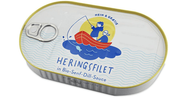 Herring fillet in organic grass and dill sauce