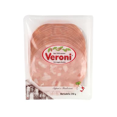 Sliced italian sausagage MORTADELLA Bologna P.G.I, 250 g