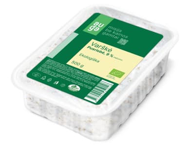 Ekologiška pusriebė varškė AUGA, 9% rieb., 500g, LT-EKO-001