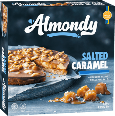 Frozen salted caramel cake ALMONDY, 420 g, uncut