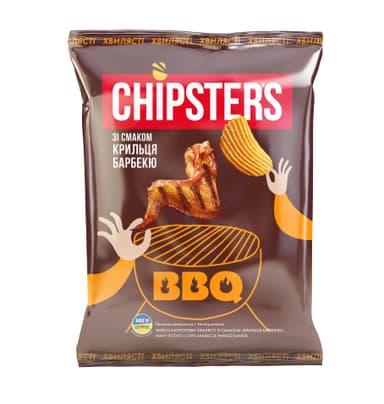 Potato chips CHIPSTER'S, wavy, BBQ wings flavor, 60 g