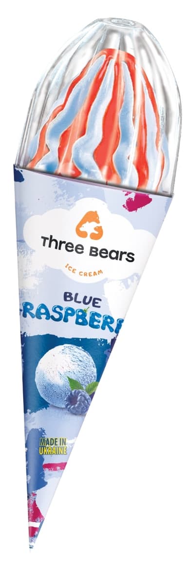 Ice cream "THREE BEARS" TM "Blue raspberry" waffle cone 150 g , 270 ml