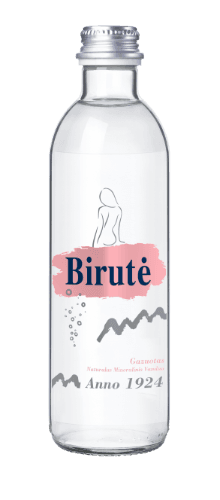 Natūralus mineralinis vanduo BIRUTĖ, gazuotas, stiklinėje taroje, 0,33l.