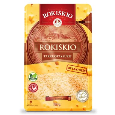 Grated cheese "Rokiškio" 45%, 200g