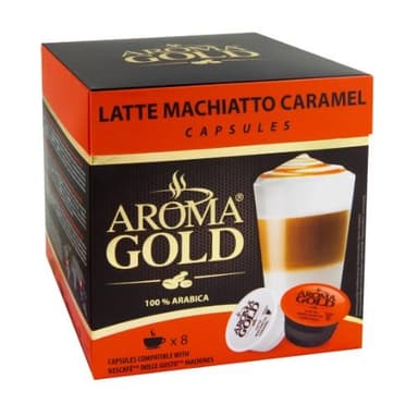 Coffee capsules AROMA GOLD Latte Caramell, 8+8