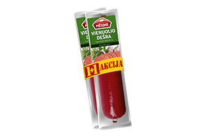 VIENUOLIO karštai rūkyta dešra, 1+1, 600 g