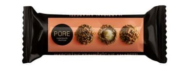 Chocolate truffles PURE with marzipan cream filling and crispy amarett