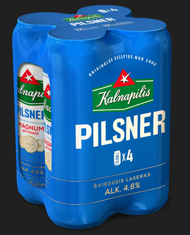 Beer KALNAPILIS Pilsner, 4.6%, 4 x 0.568l, pack