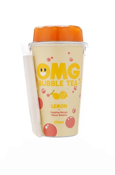 Tea drink OMG, lemon flavour with mango bubbles, 270 ml