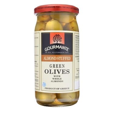 Green olives GOURMANTE, stuffed with almonds, 370 ml / 210 g