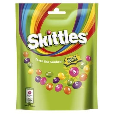 Chewing candies SKITTLES Crazy Sours sour fruit flavor in crunchy suga