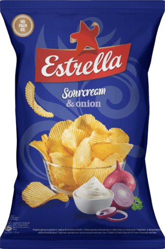 Traškučiai ESTRELLA, grietinės ir svogūnų skonio, 130 g