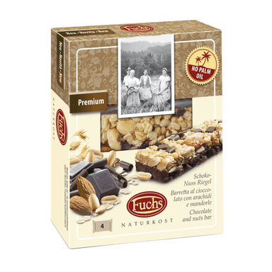 Batonėliai su šokoladu ir riešutais PREMIUM, 4 vnt.