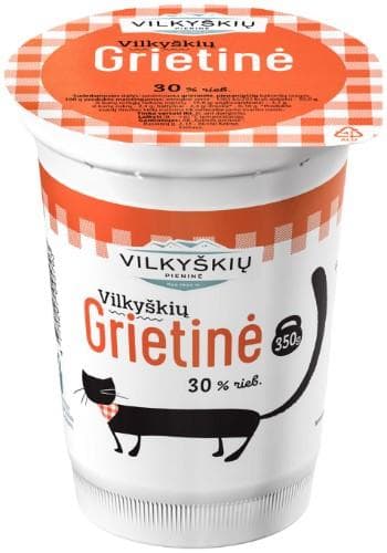 Grietinė VILKYŠKIŲ, 30%, 350 g, indelis