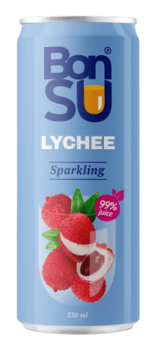 Sparkling lychee juice drink BONSU (99%), 0.33 l D